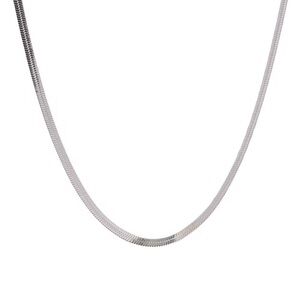 Silver-Tone Stainless Steel Herringbone Chain 
Necklace